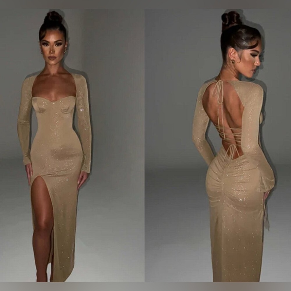 Elegant Tan Maxi Dress